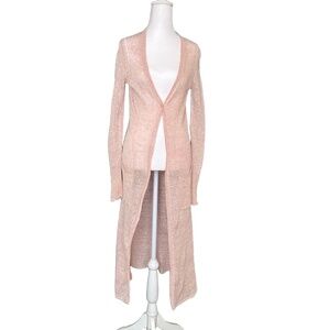 360Sweater Cardigan Womens Size XS Pale Pink Duster Linen Coastal Beach Elegant